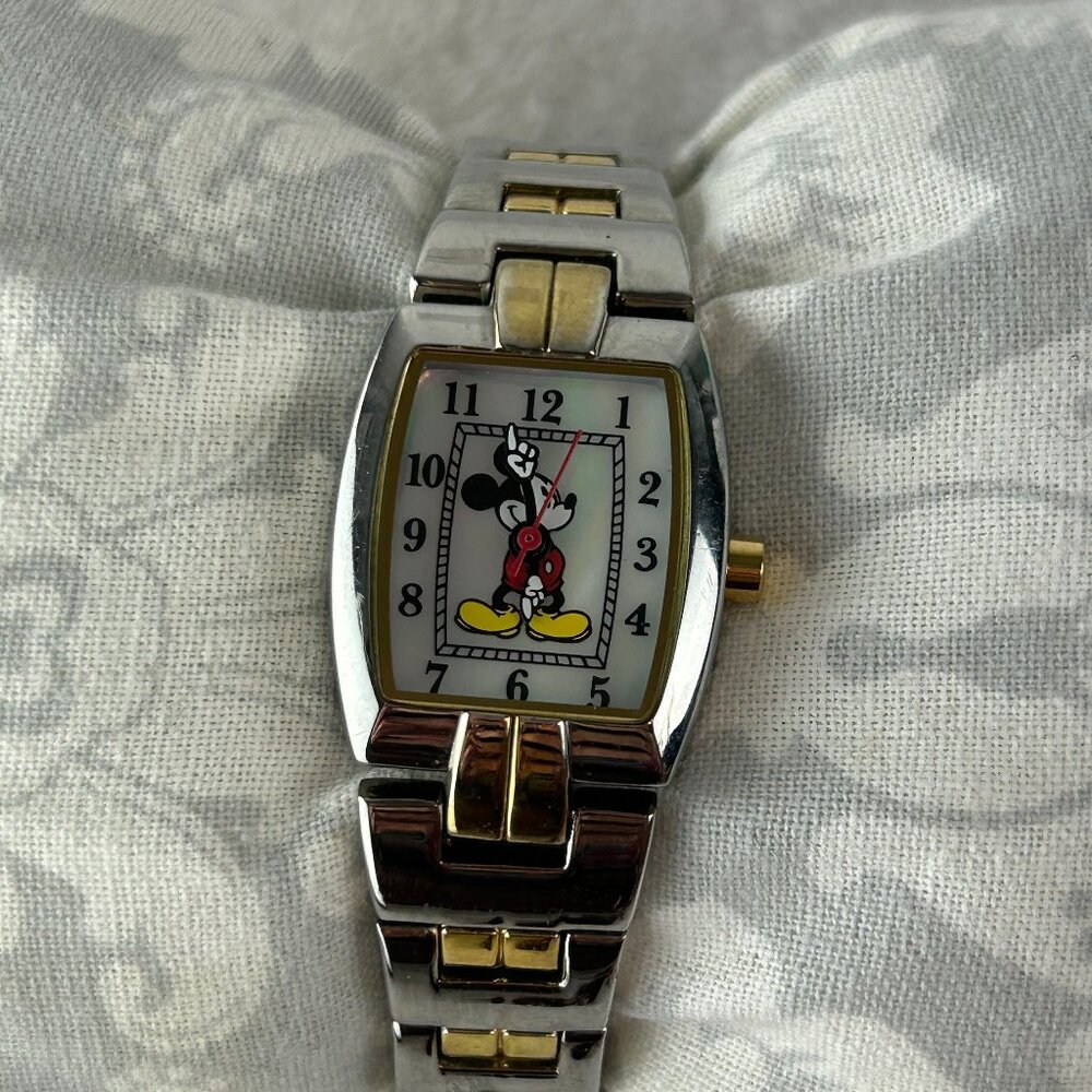 Disney Mickey Mouse Watch By Sill MU2232 Gold and Silver Tone women's